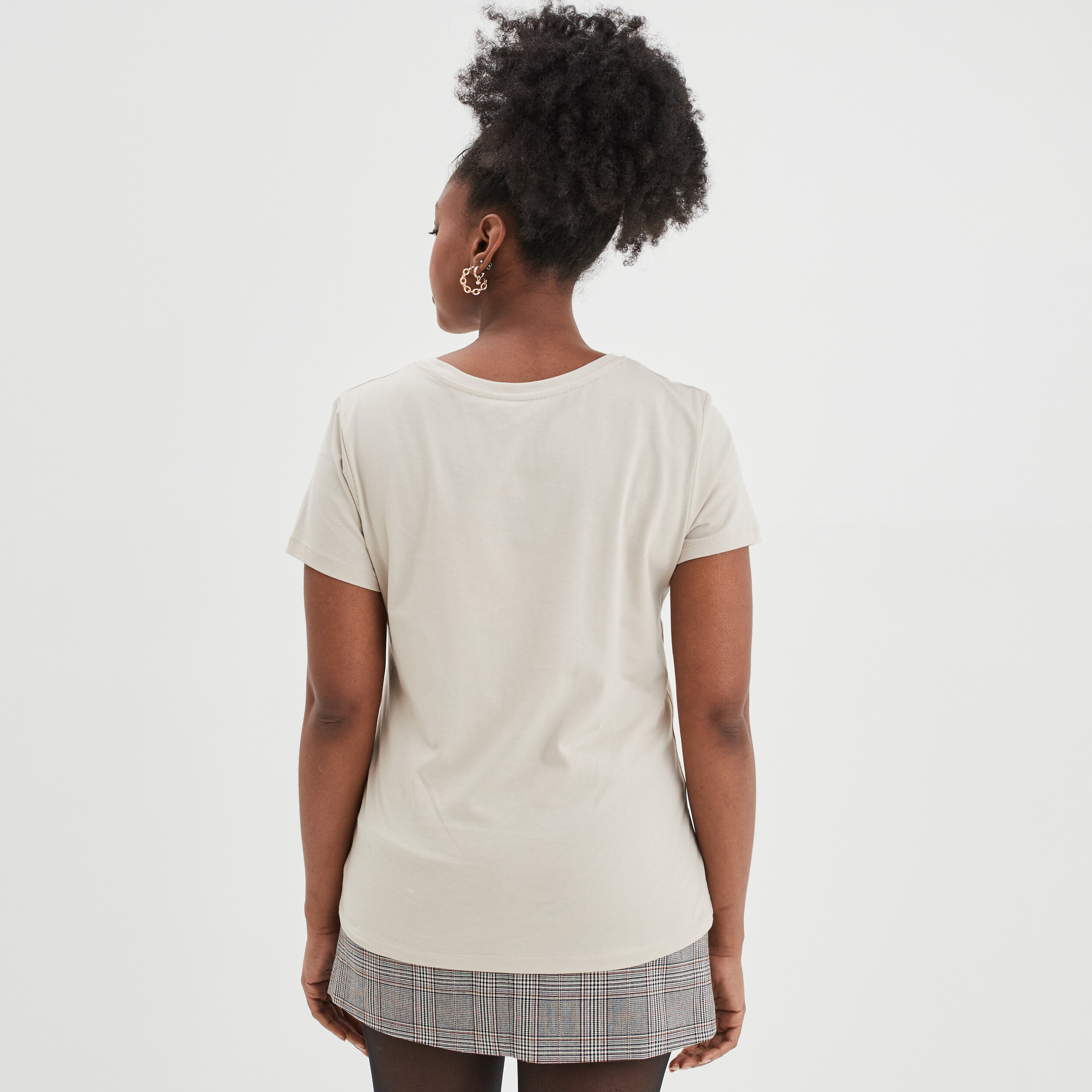 T-shirt manches courtes coton Tic et Tac sable femme | La Halle