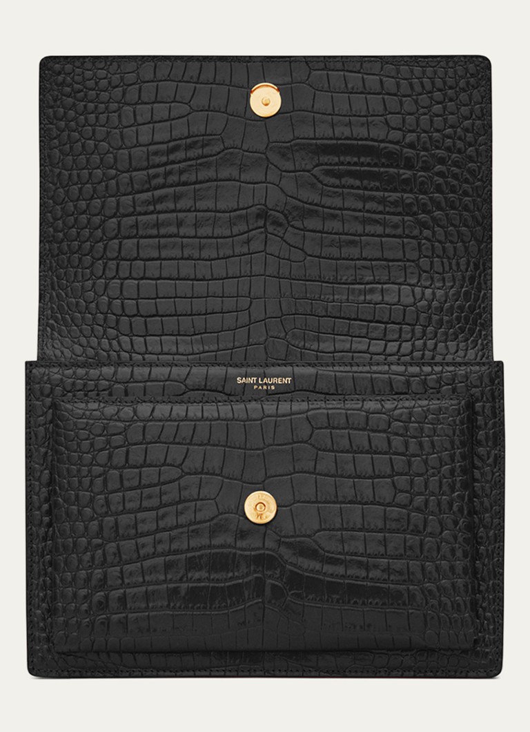 Sac bandoulière Saint Laurent Sunset moyen en cuir de veau à l'aspect croco