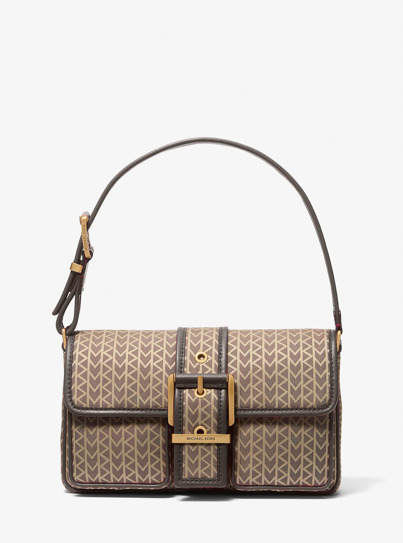 Torba na ramię Colby Medium MK2000 z logo żakardowym – NATURALNA
