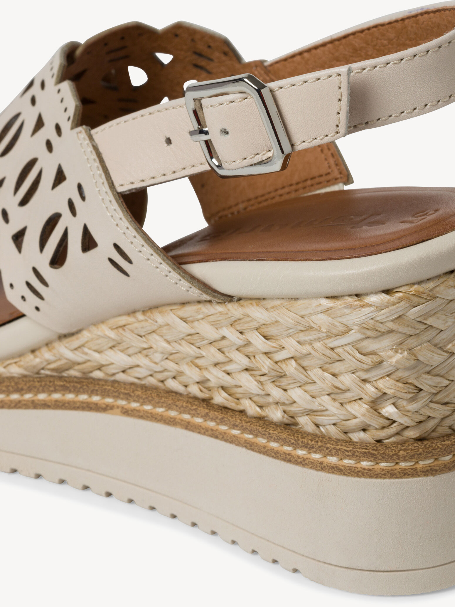 Sandale à talon en cuir - beige