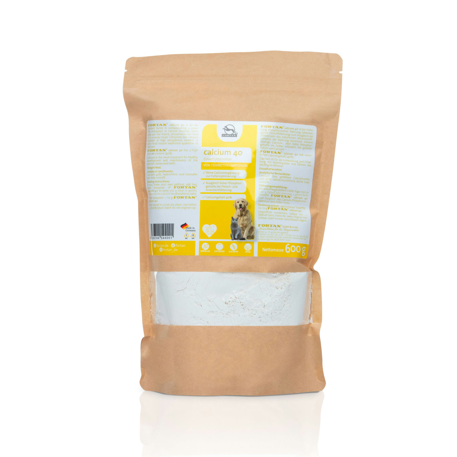 Fortan Ergänzungsfutter & Aufzucht Fortan Calcium 40 Pulver BARF Zusatz 600 g