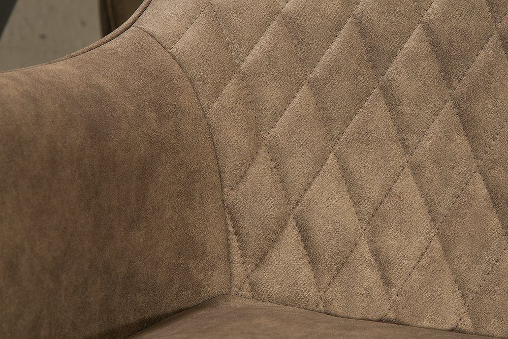 riess-ambiente Polsterstuhl PALERMO taupe / schwarz (Einzelartikel, 1 St), Esszimmer · Microfaser · Metall · mit Armlehne · Retro