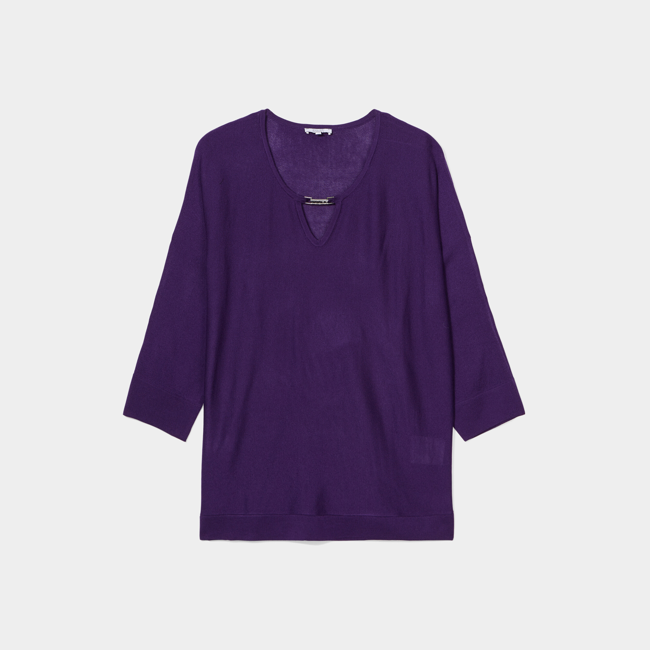 Pull manches chauve-souris détail bijou violet femme grande taille | La Halle