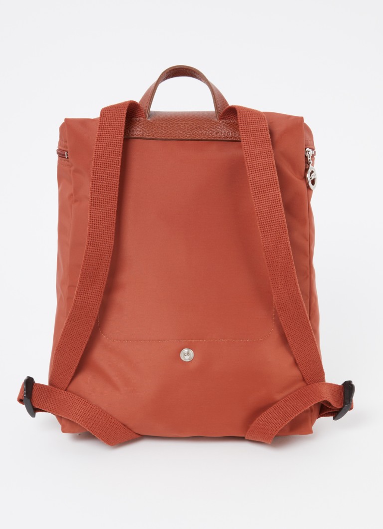 Longchamp Le Pliage Vihreä reppu M nahkayksityiskohdilla