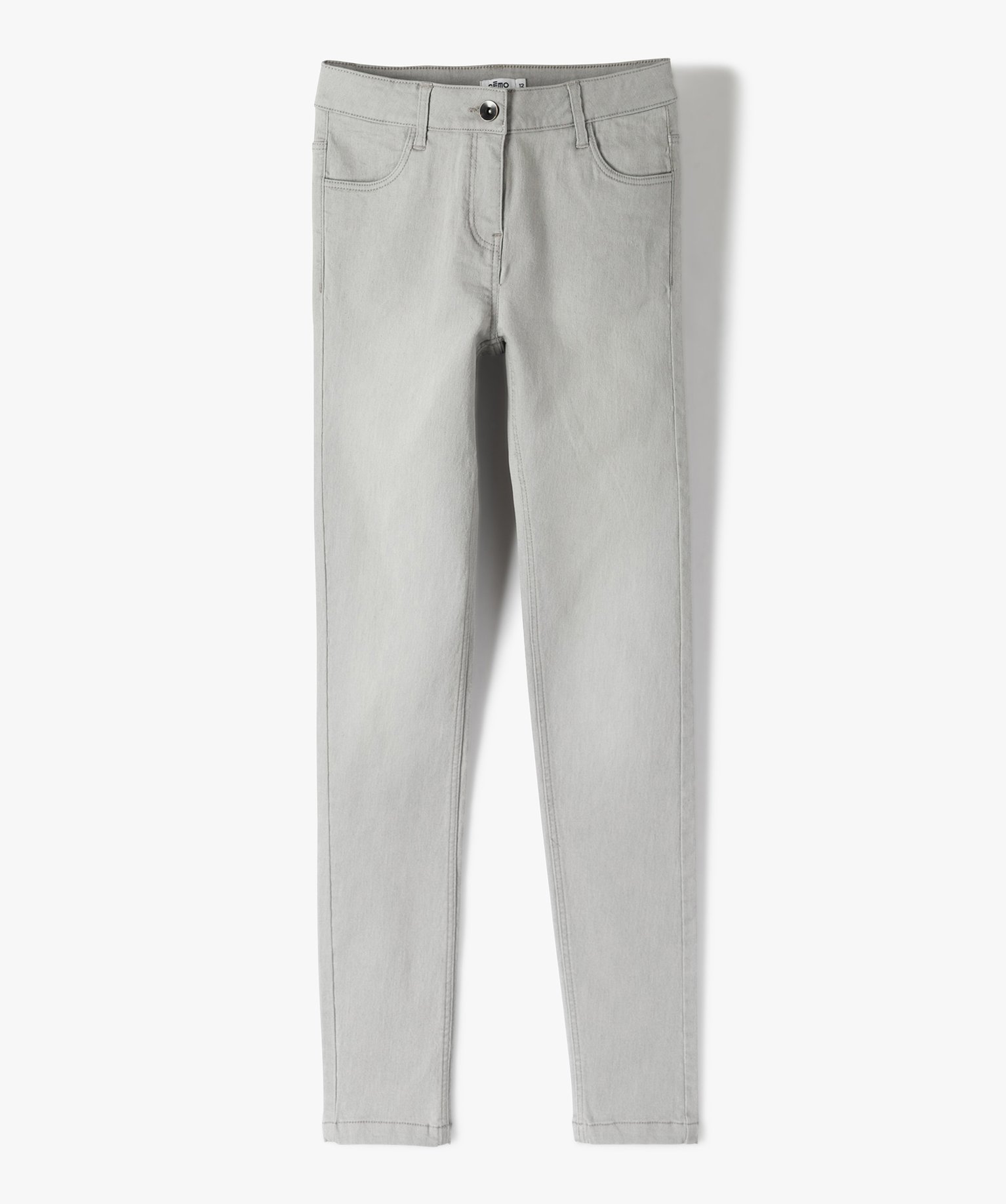 Jean fille coupe skinny en matière extensible gris clair | GEMO