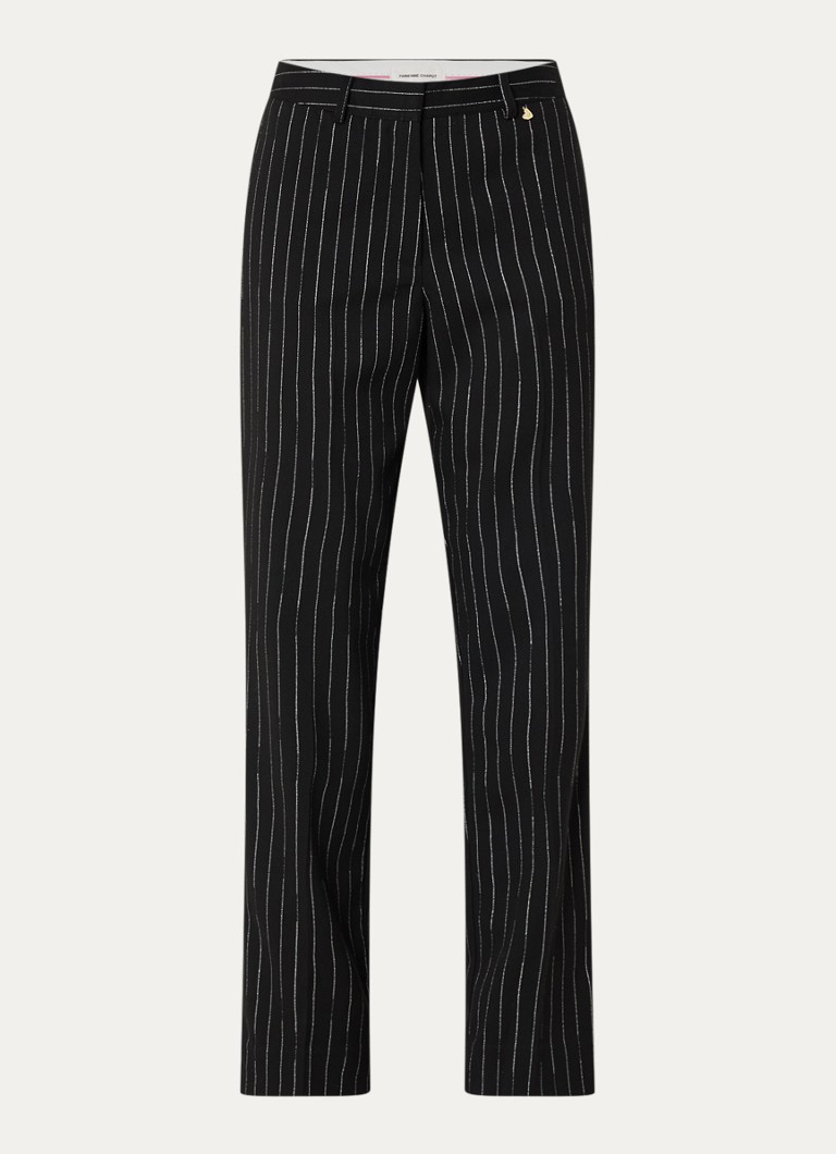 Fabienne Chapot Elliot high waist straight fit trousers with lurex and pinstripe