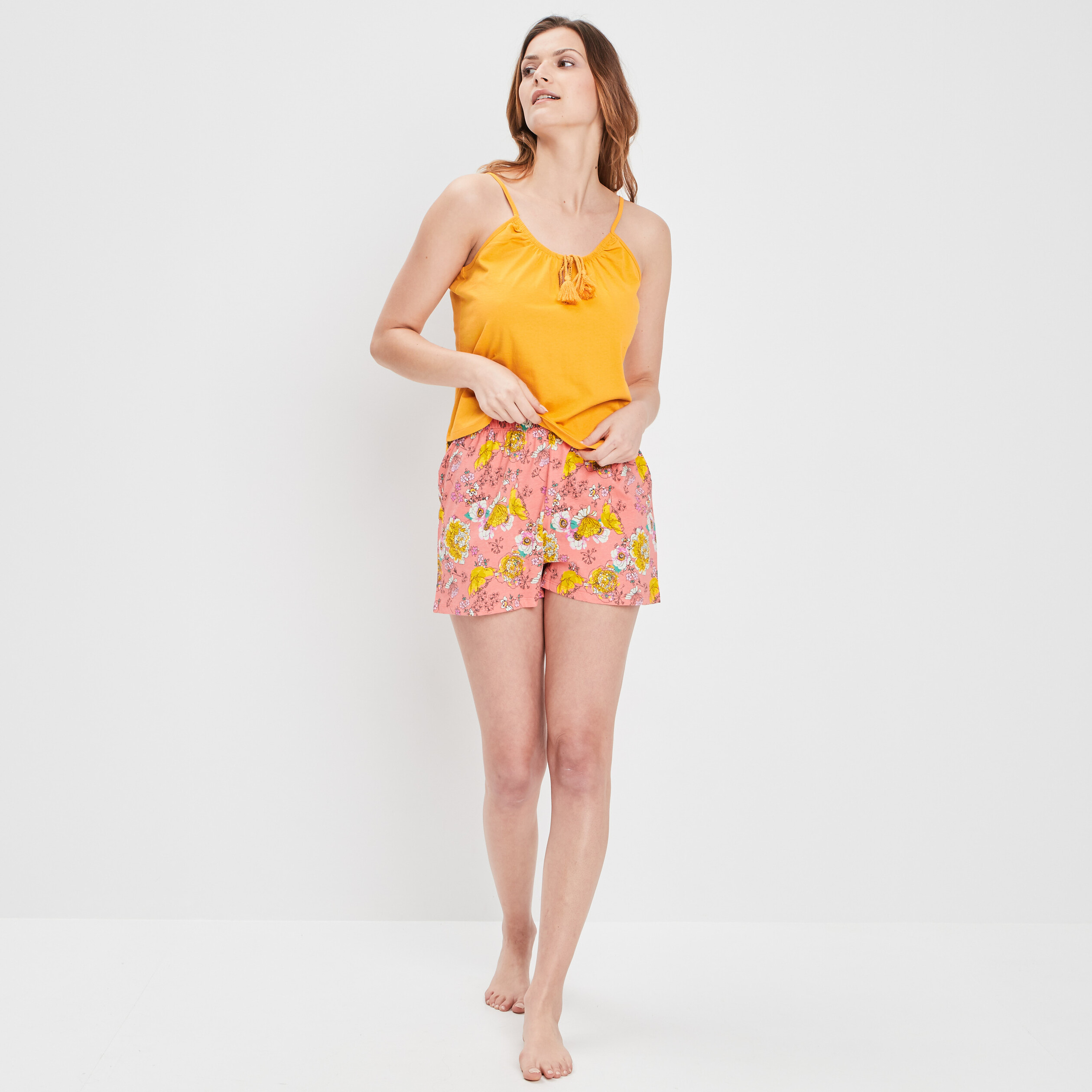 Ensemble pyjama 2 pièces orange corail femme | La Halle