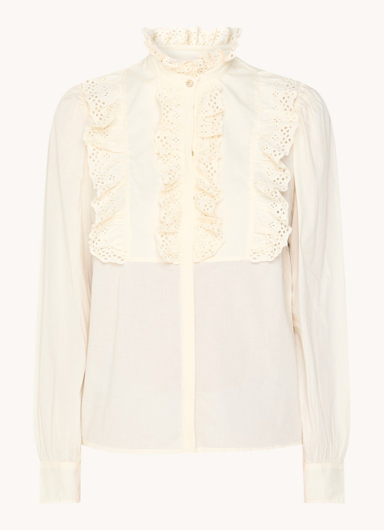 Antique Batik Charlotte blouse with embroidery and puff sleeves