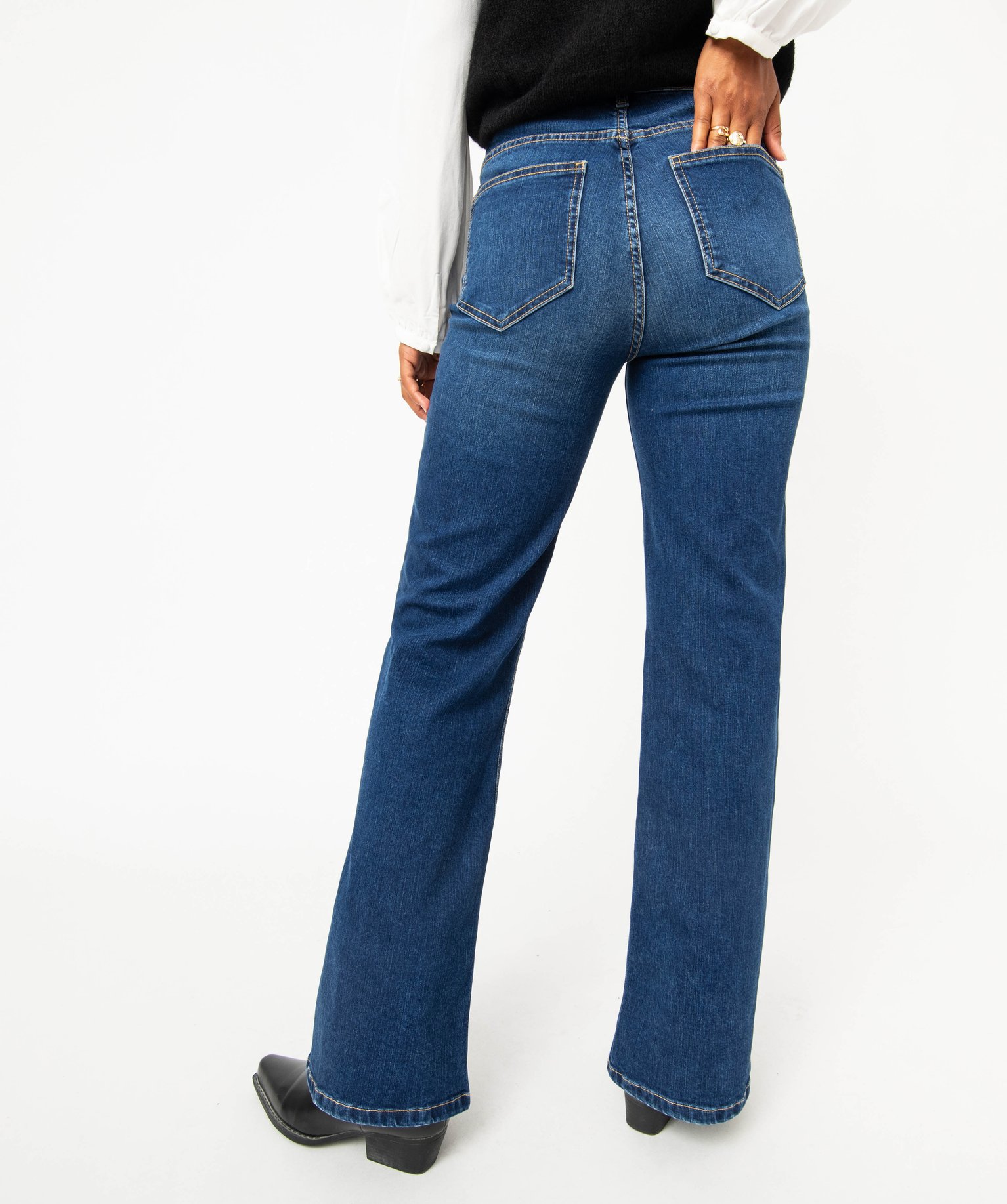 Jean flare avec braguette boutonnée femme stone | GEMO
