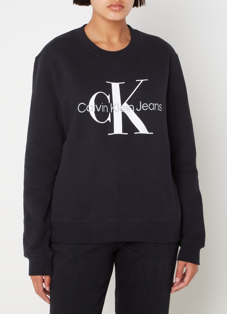 Maglione in cotone con stampa logo Calvin Klein