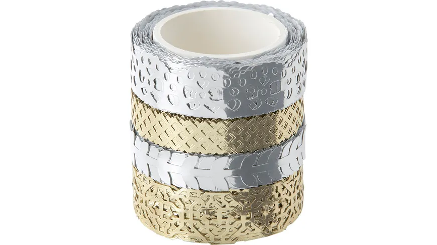 folia Washi-Dekor 4er-Set silber und gold 20 m