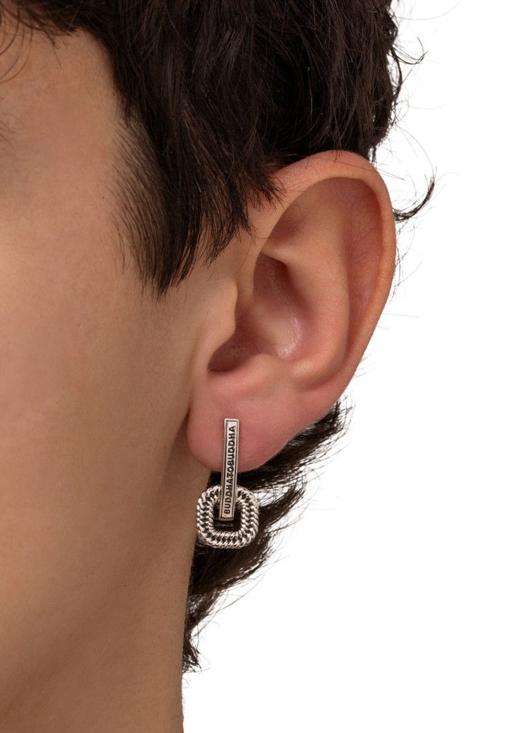 Buddha to Buddha Chain Logo single silver stud earring