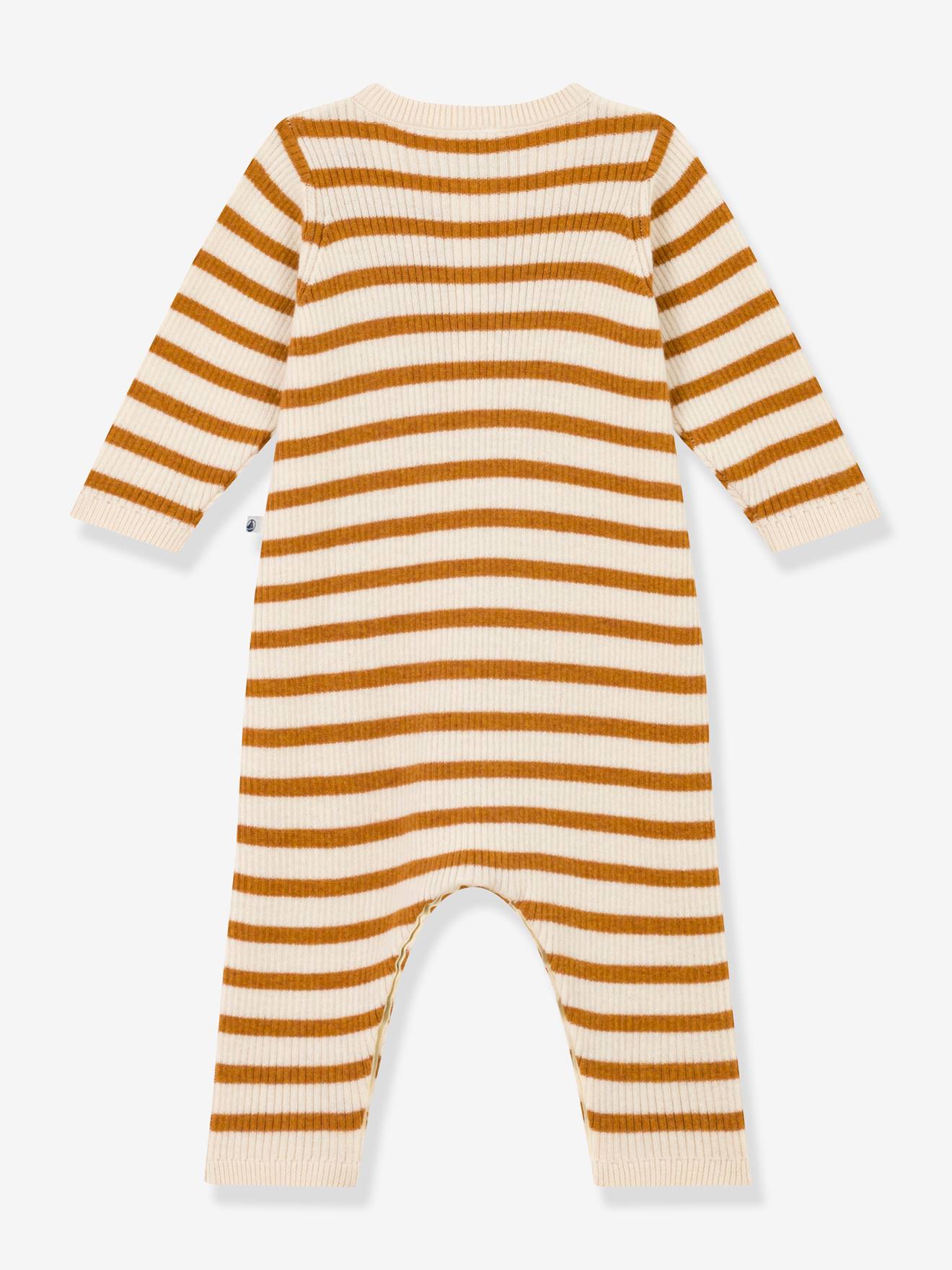 Petit Bateau Baby Strickoverall mit Streifen PETIT BATEAU - beige