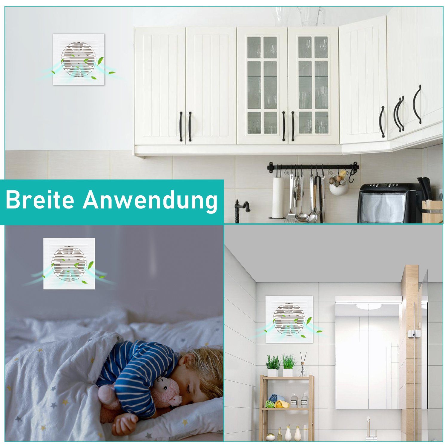 Yakimz Wandventilator Badlüfter 100mm Ventilator Standard Wandlüfter Mit Rückflussleitblech