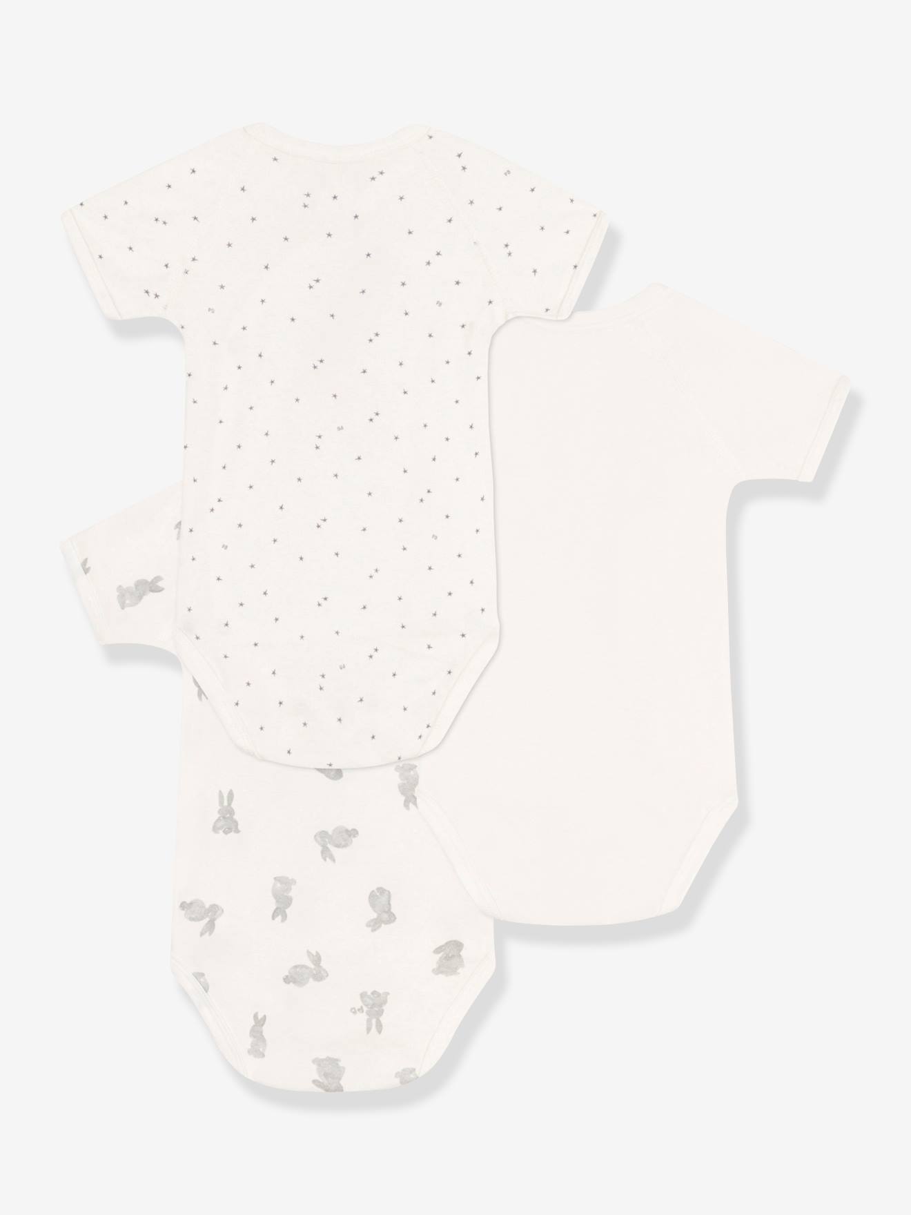 Petit Bateau 3er-Pack Baby Wickelbodys PETIT BATEAU, Bio-Baumwolle - weiß