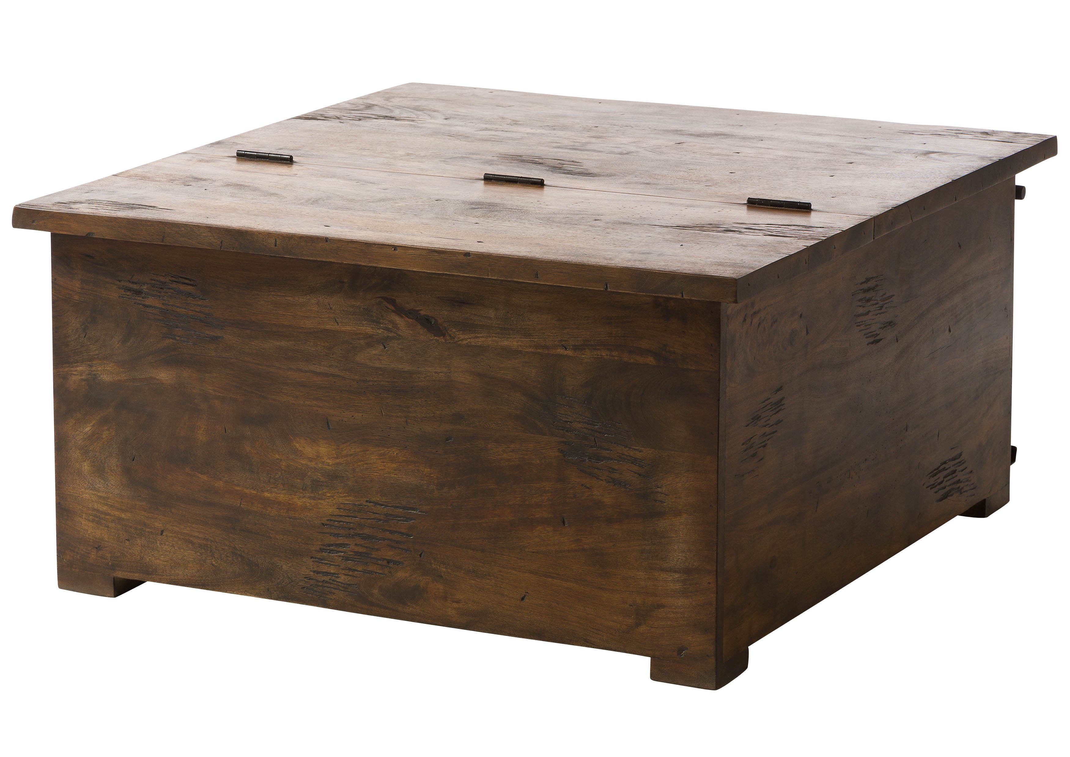 Massivmoebel24 Truhe RAILWAY #464 Mango braun lackiert (1 Truhe), 90x90x45cm (BxTxH), massives Mangoholz
