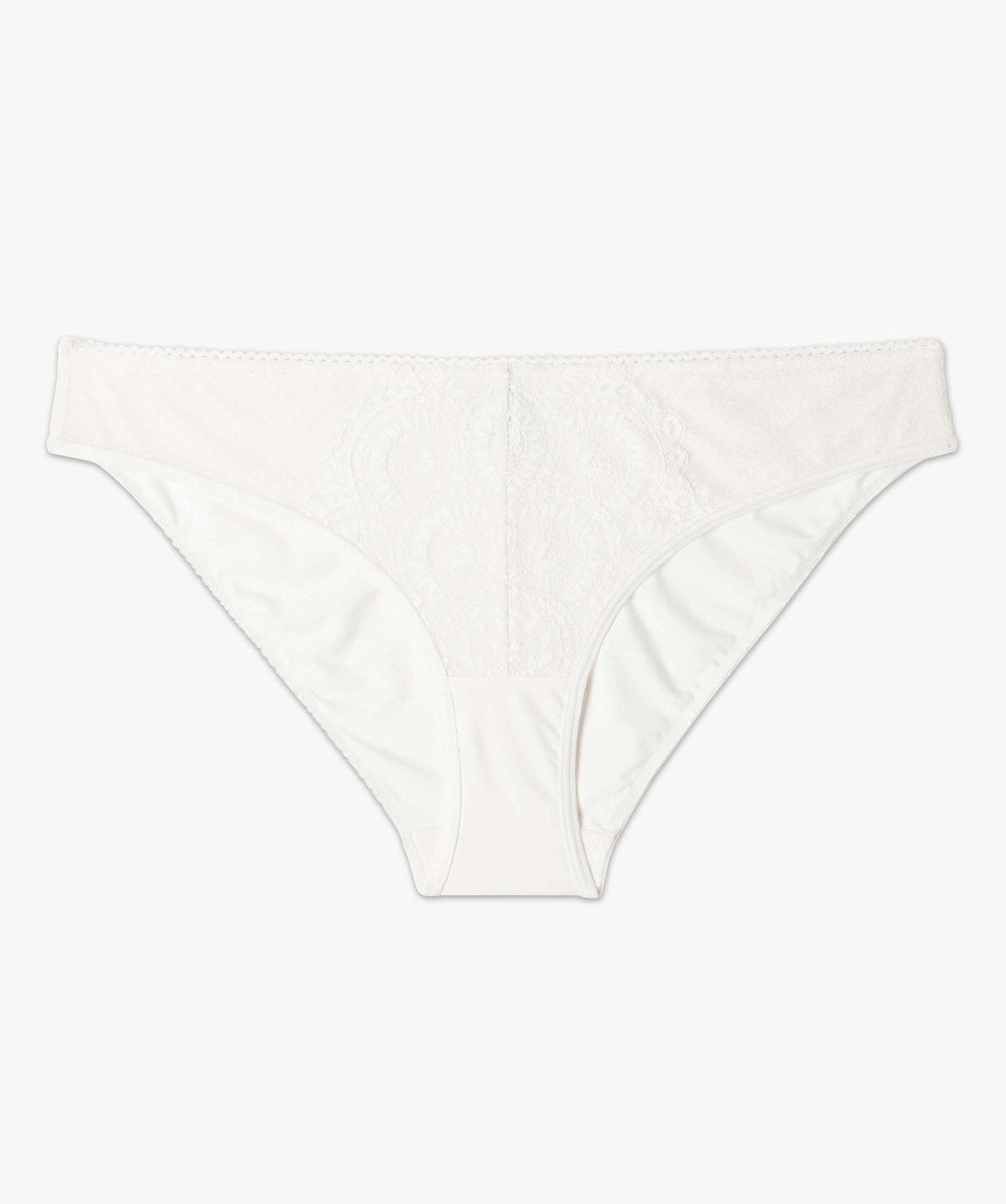Culotte femme en microfibre et dentelle blanc | GEMO