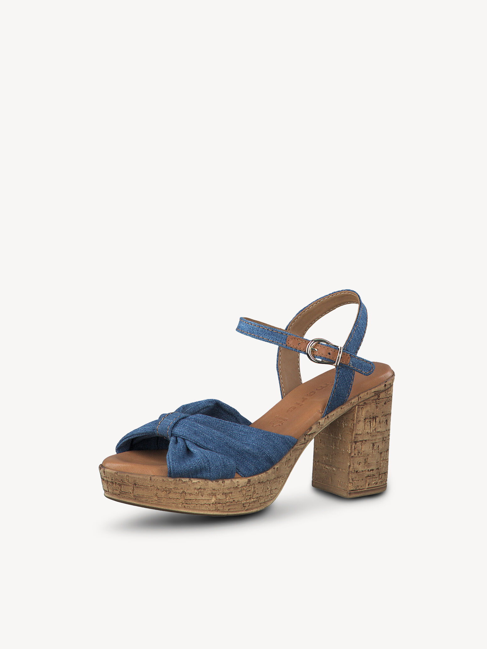 Sandale à talon en cuir - bleu