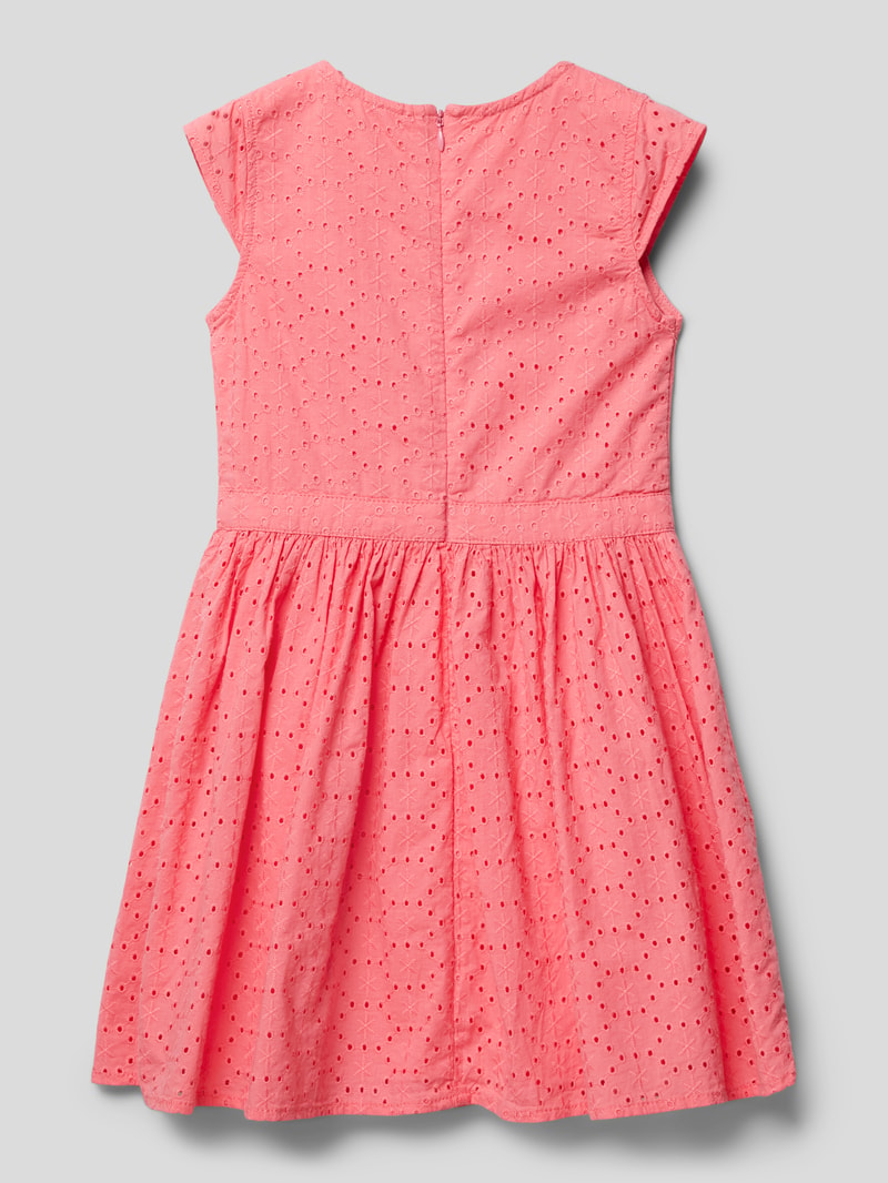Kleid mit Lochmuster Modell 'SANGALLO' in pink