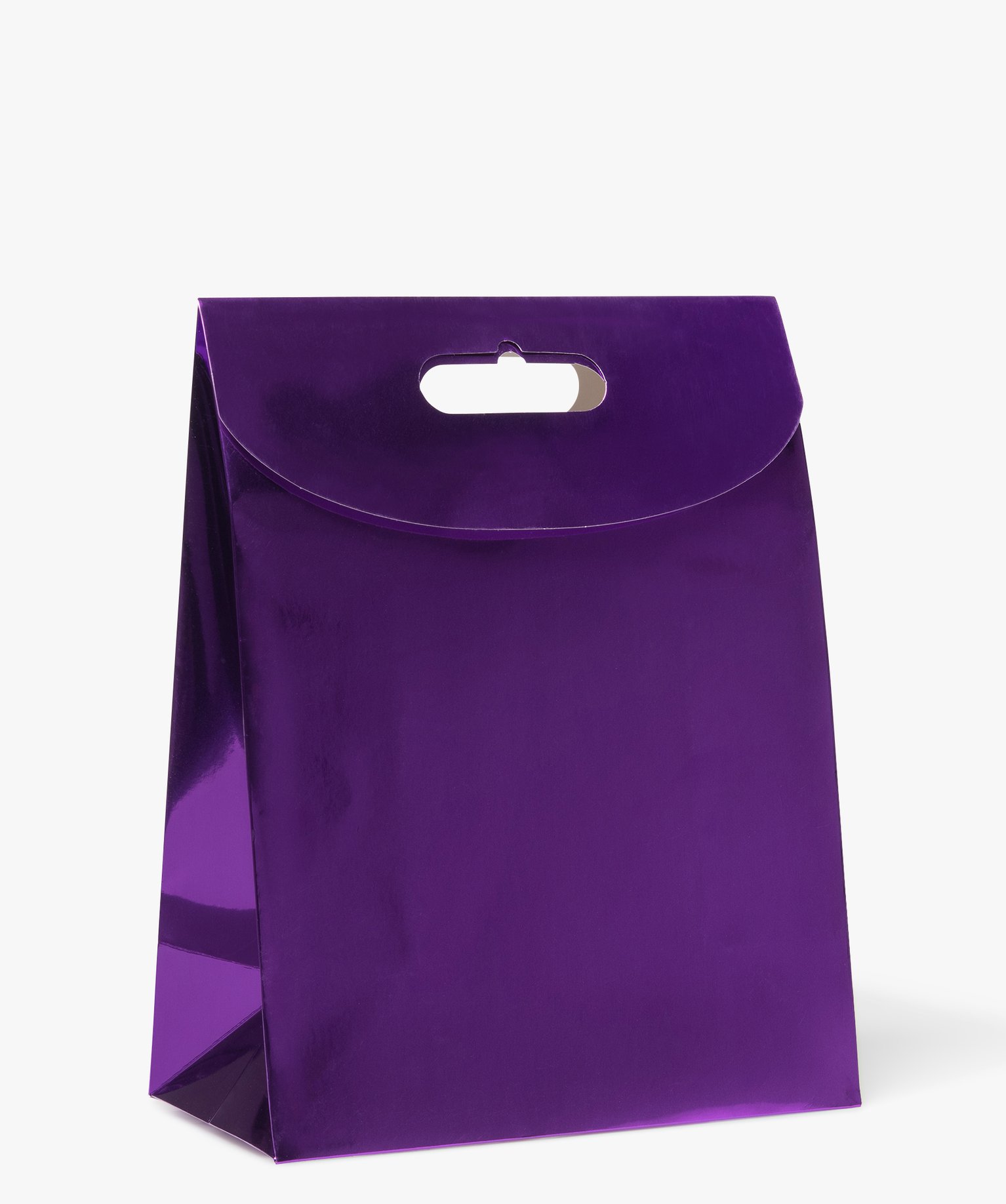 Sac cadeau uni avec rabat scratch coloris métallisé violet | GEMO