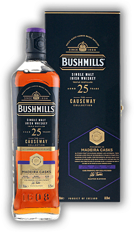 Bushmills 25 Years Causeway Collection 1996/2022 Madeira Cask 50,3% Bushmills 25 Years Causeway Collection 1996/2022 Madeira Cask 50,3% Limited Edition - Rare Cask Finished aus der Causeway Collection - Germany exclusive Release. Jahrgang 96/22 - 0,7