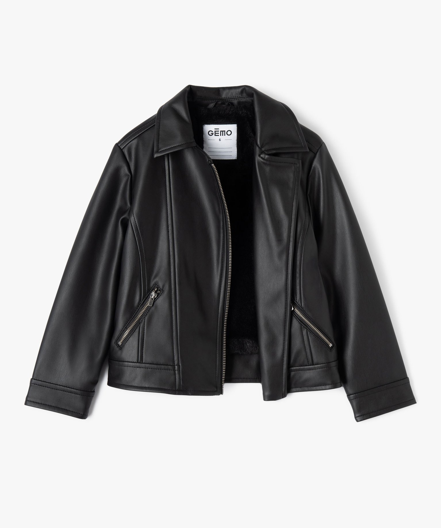 Blouson zippé look rock à doublure duveteuse fille noir | GEMO