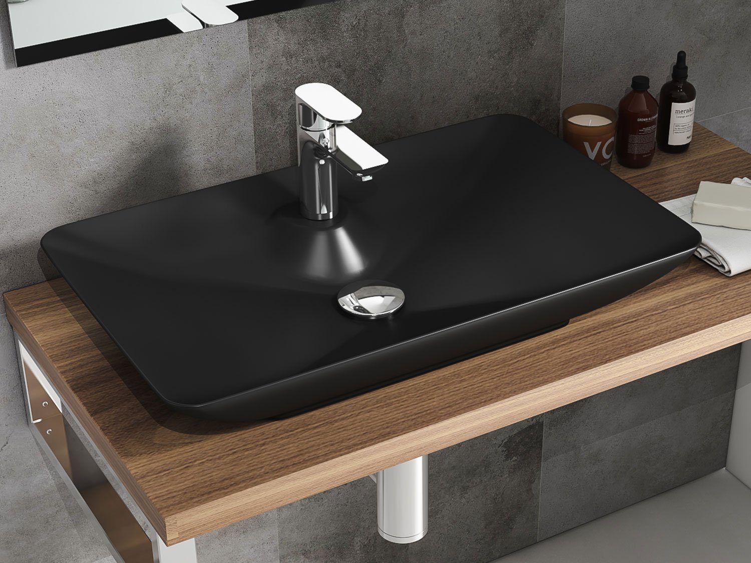 Aqua Bagno Aufsatzwaschbecken Aqua Bagno Design Keramik Aufsatz Waschschale (Packung)