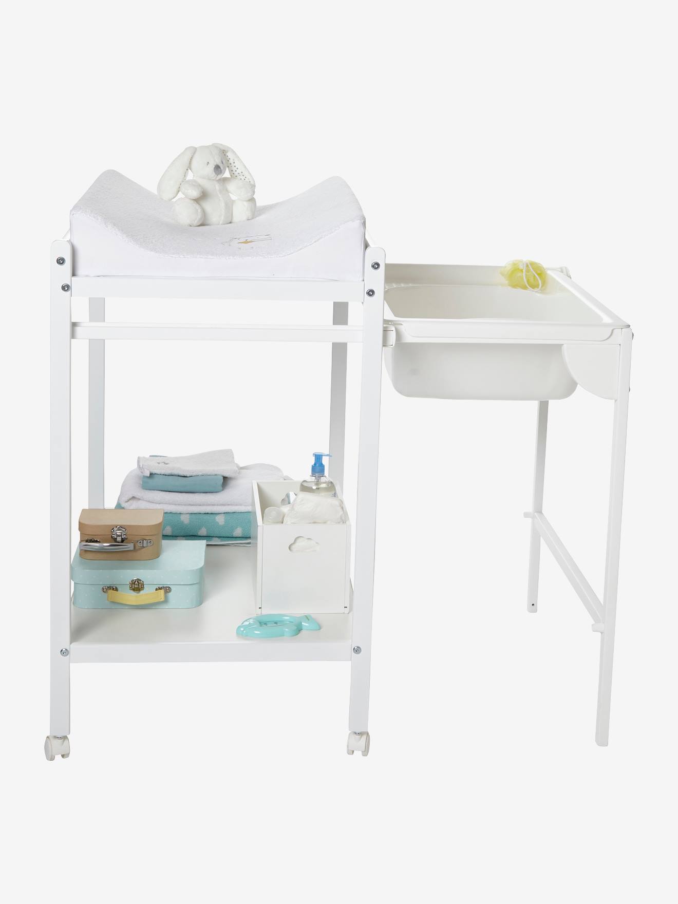 Vertbaudet Babyzimmer Wickeltisch mit Badewanne MAGICTUB - natur/weiß