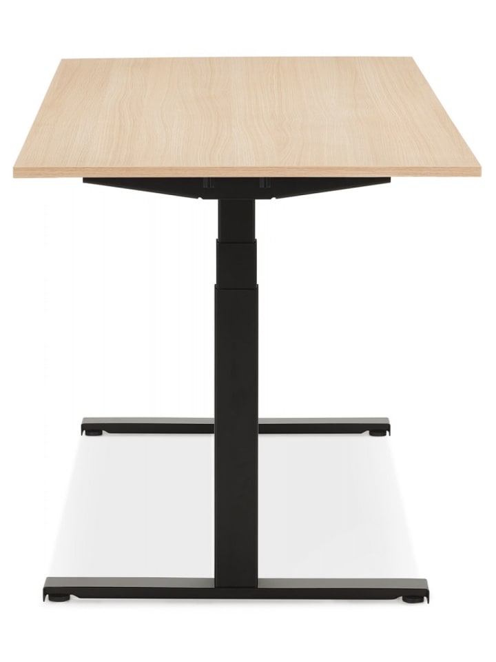 KADIMA DESIGN Elektrischer Sitz-Steh Schreibtisch aus Holz Metall | Elegant in Beige-Schwarz günstig kaufen