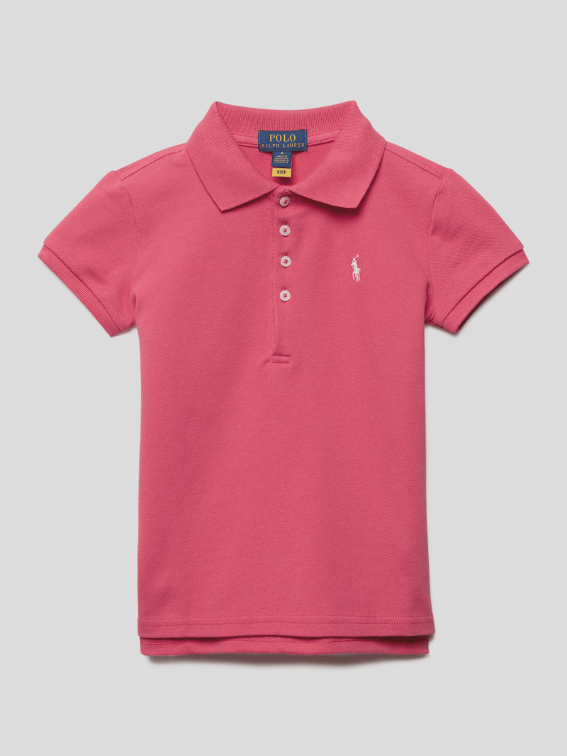 Poloshirt mit Logo-Stitching in pink