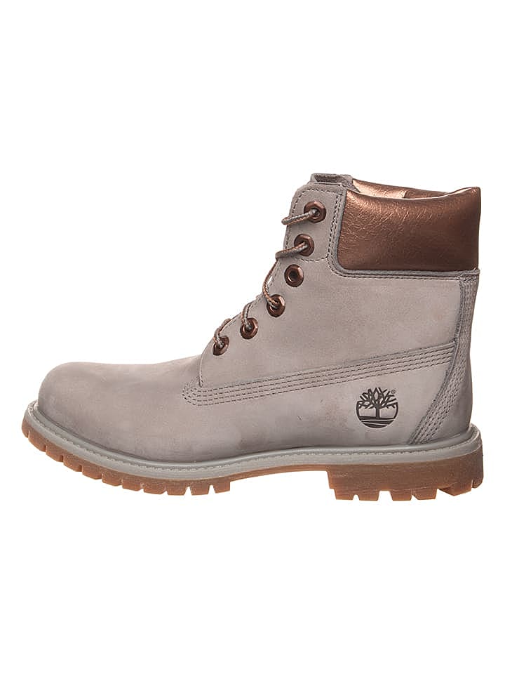 Timberland Leder-Boots in Grau/ Hellbraun günstig kaufen 38,5