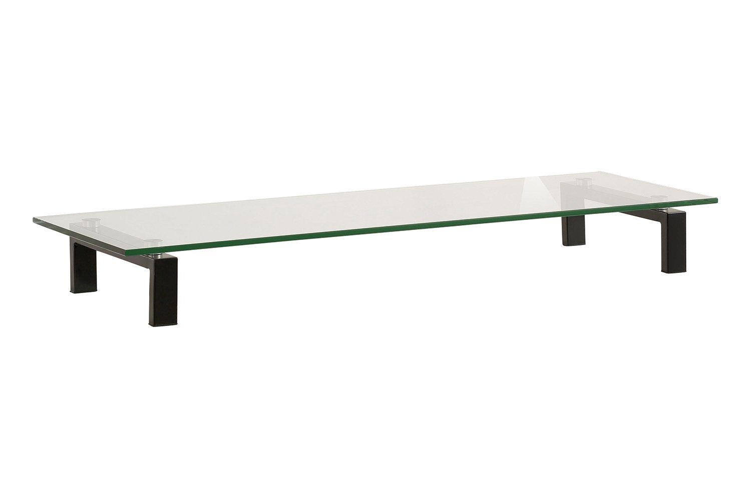 Maja Möbel TV-Aufsatz, Schwarz, Transparent, Platte aus Sicherheitsglas, Metallgestell, Belastbar bis 45 kg, B 110 x H 13 x T 35 cm