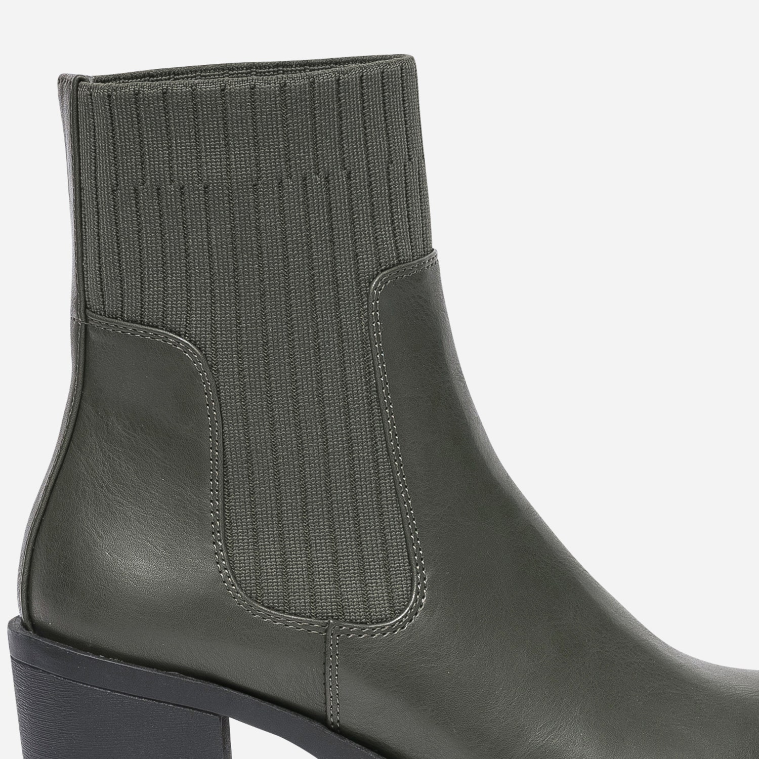 Boots TEXTO kaki avec tige textile côtelé