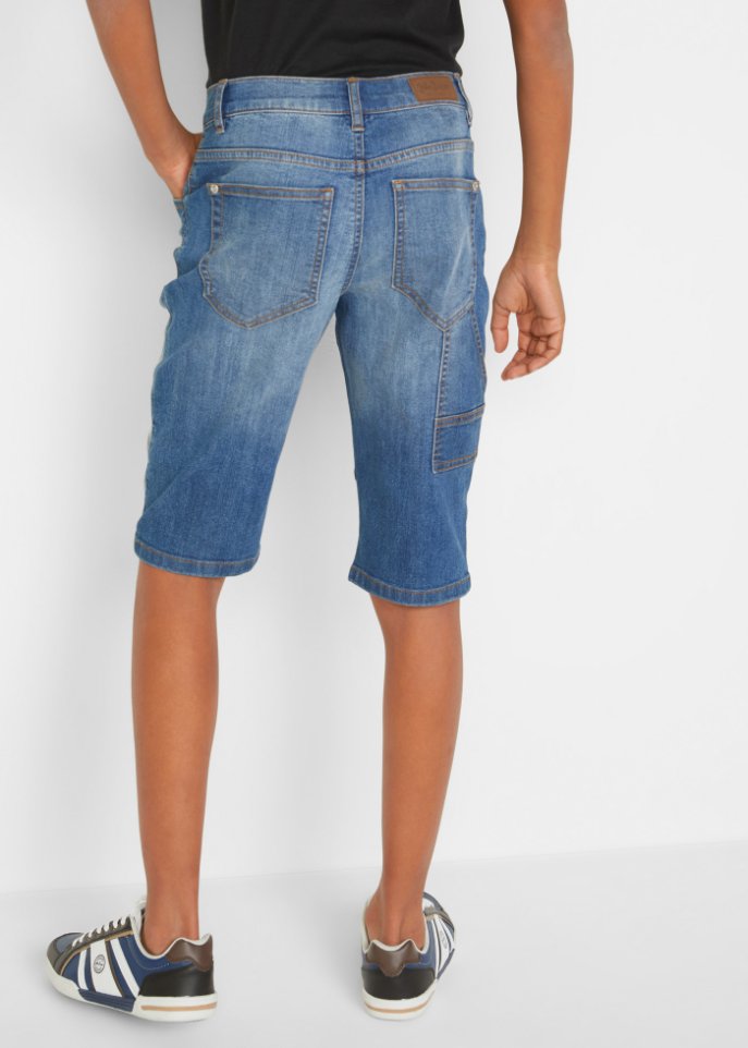 Jungen Jeans-Bermuda mit Schlüsselkette, Slim Fit