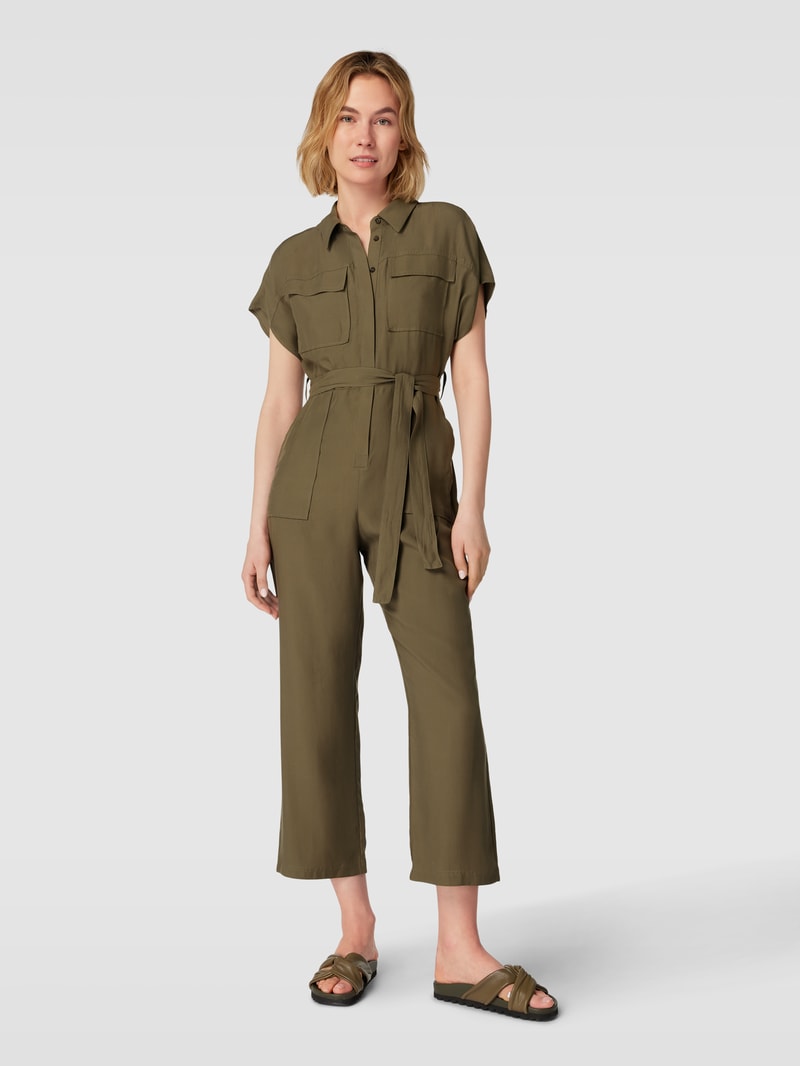 Jumpsuit mit Hemdblusenkragen in khaki