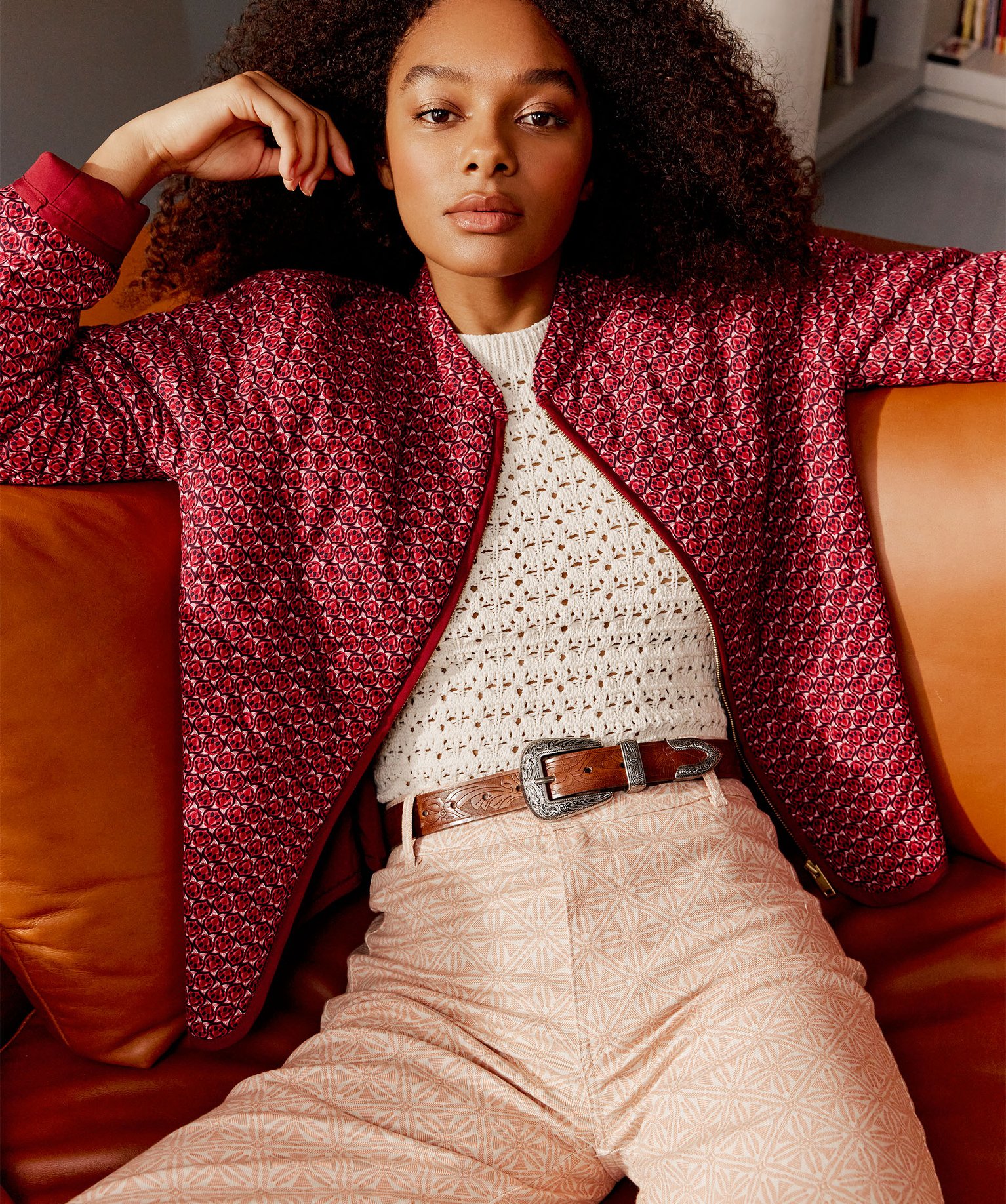 Veste matelassée à col rond et fermeture zippée femme imprime | GEMO