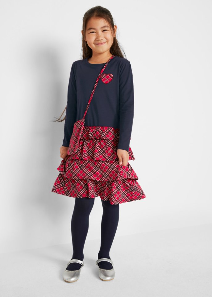 Mädchen Jerseykleid und Tasche (2-tlg.) aus Bio-Baumwolle