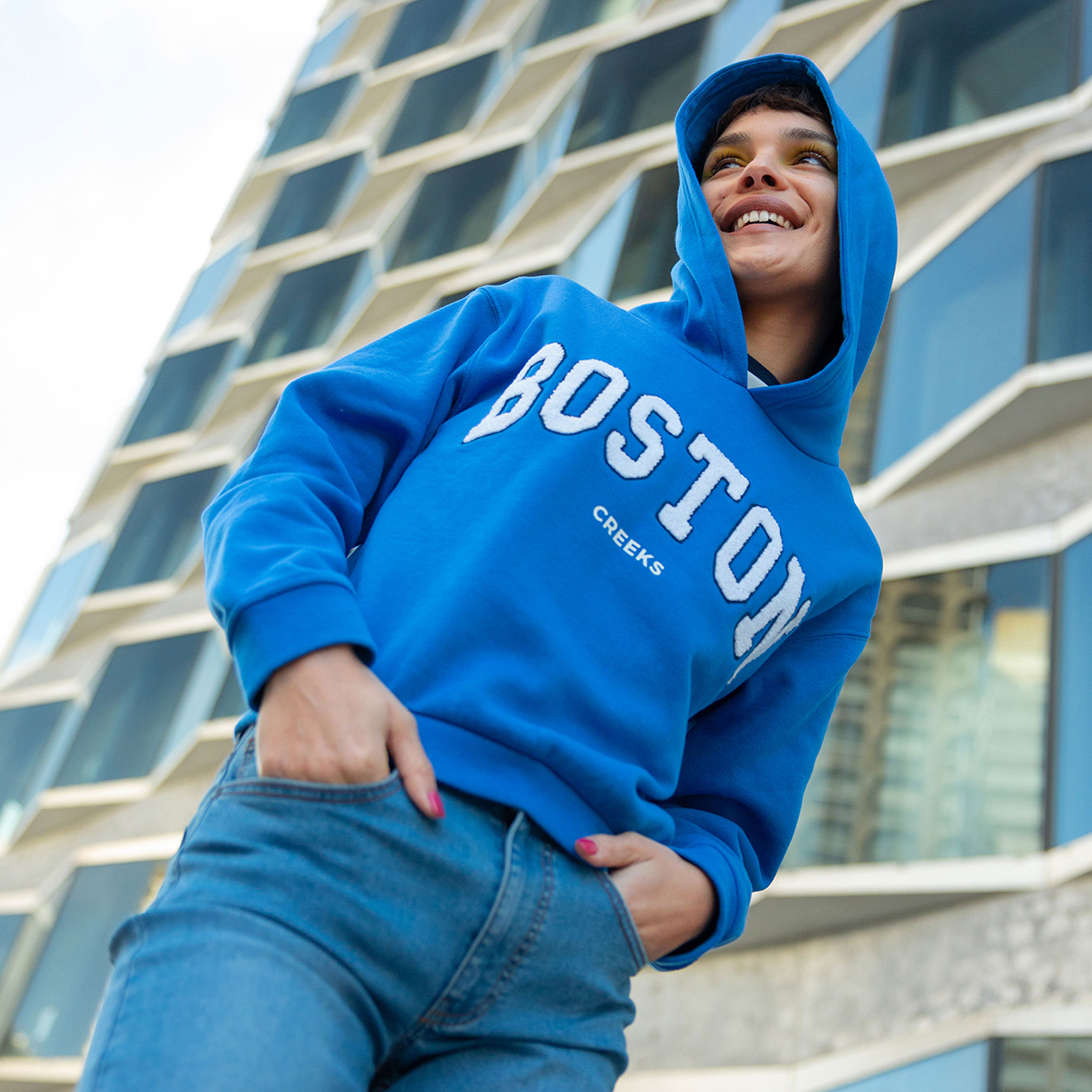 Sweat à capuche hoodie Creeks bleu violet femme | La Halle