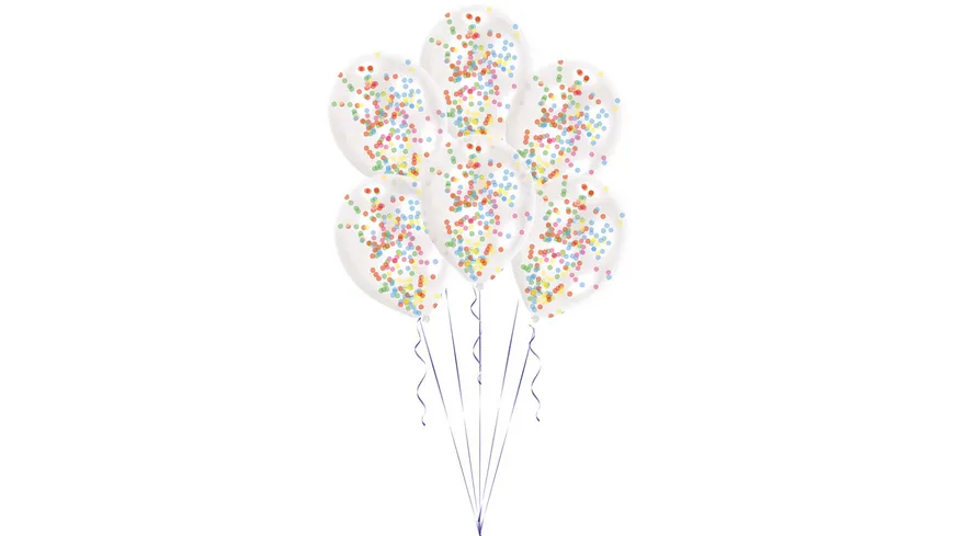 Amscan Latexballon mit Konfetti-Füllung bunt 6er Pack bunt