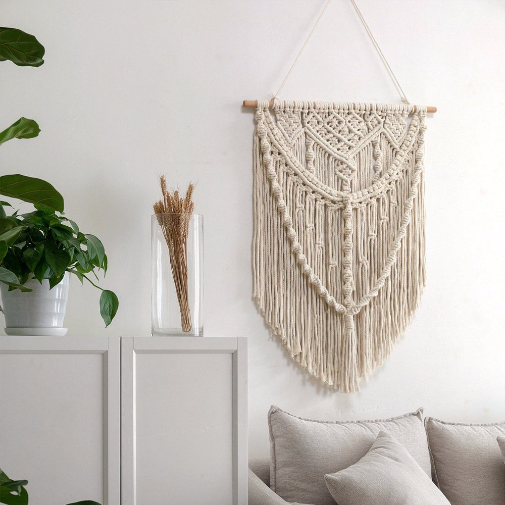 Wandteppich Makramee Wandbehang, Blusmart, Höhe: 700 mm, handgefertigt, Boho Wanddeko 50*70cm
