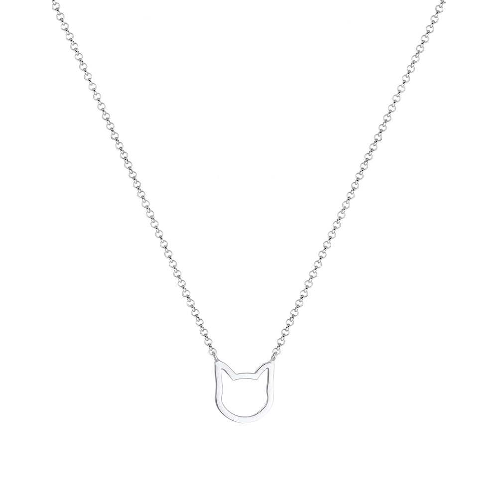 Elli Elli Collier Erbskette Cut-Out Katze Anhänger Trend 925 Silber Bijoux