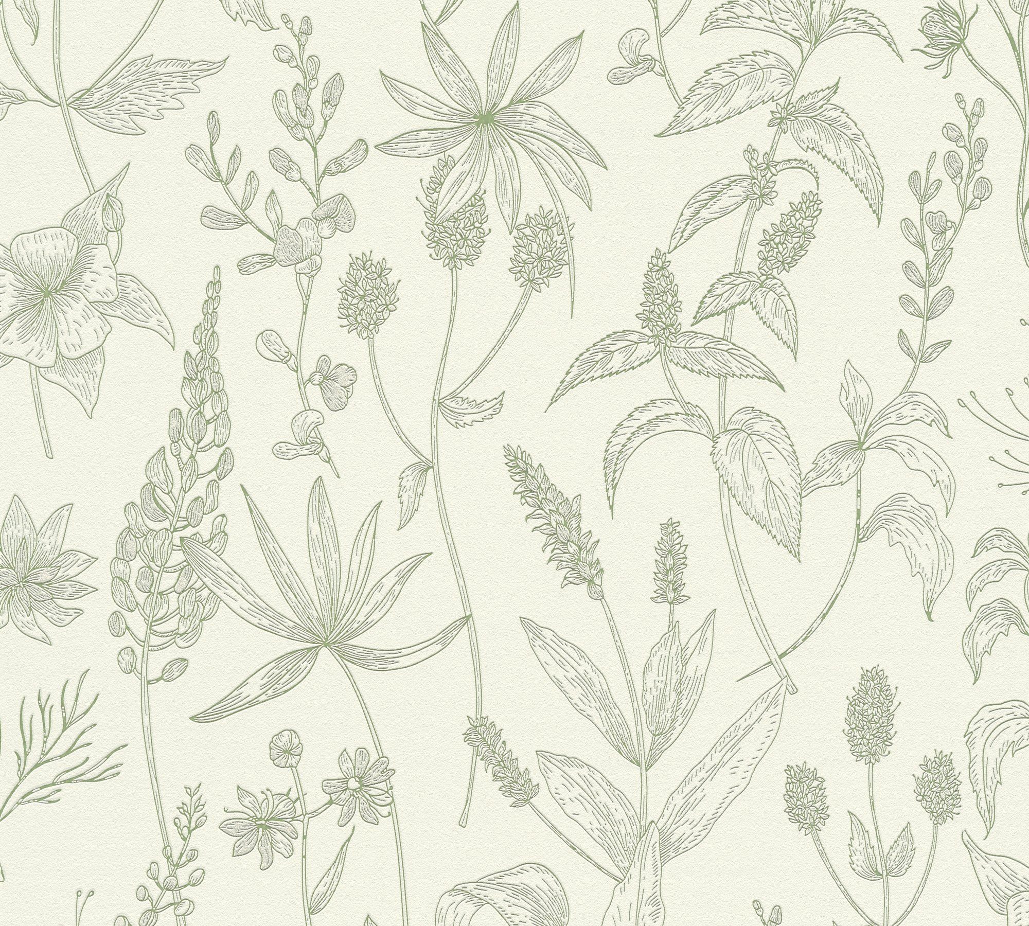 A.S. Création Vliestapete Jette Joop floral natürlich, strukturiert, floral, Blumentapete Tapete Streifen
