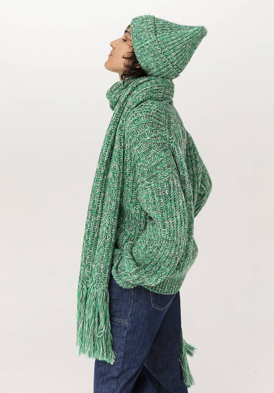 Cardigan aus Bio-Baumwolle und Bio-Schurwolle mit Alpaka