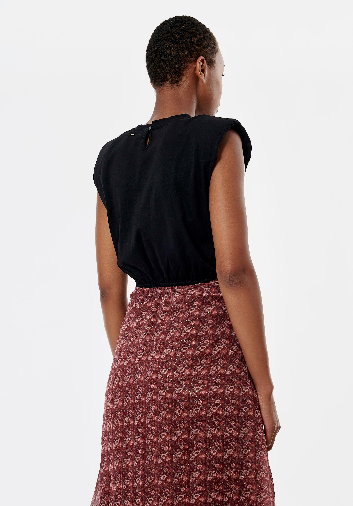 BUNNI  Robe noire et fleurie femme