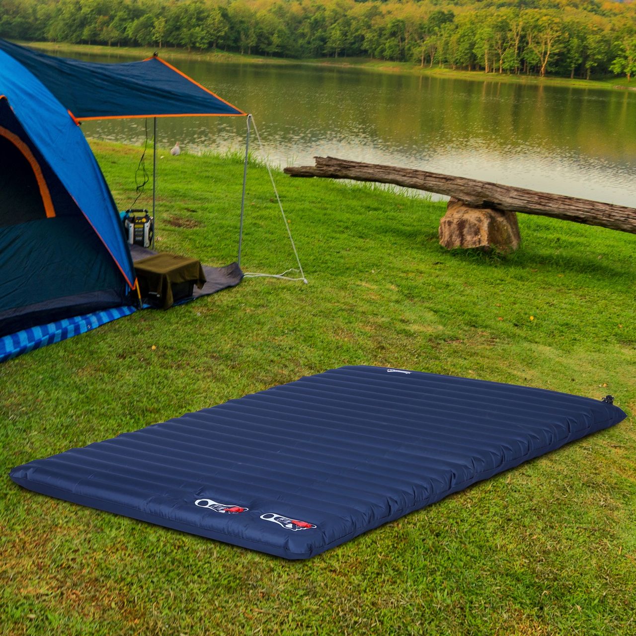 Outsunny Luftmatraze Aufblasbare Luftbett Camping Matraze Schlafmatte Pongee