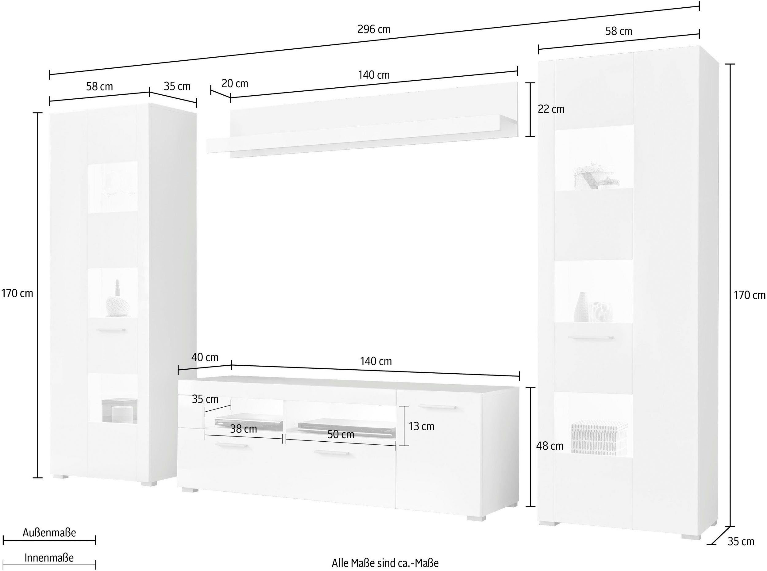 INOSIGN Wohnwand Corado, (Set, 3-St)