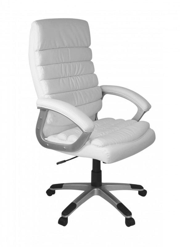 Amstyle Bürostuhl Leder Optik Weiß Schreibtischstuhl Chefsessel Drehstuhl mit XXL Polsterung