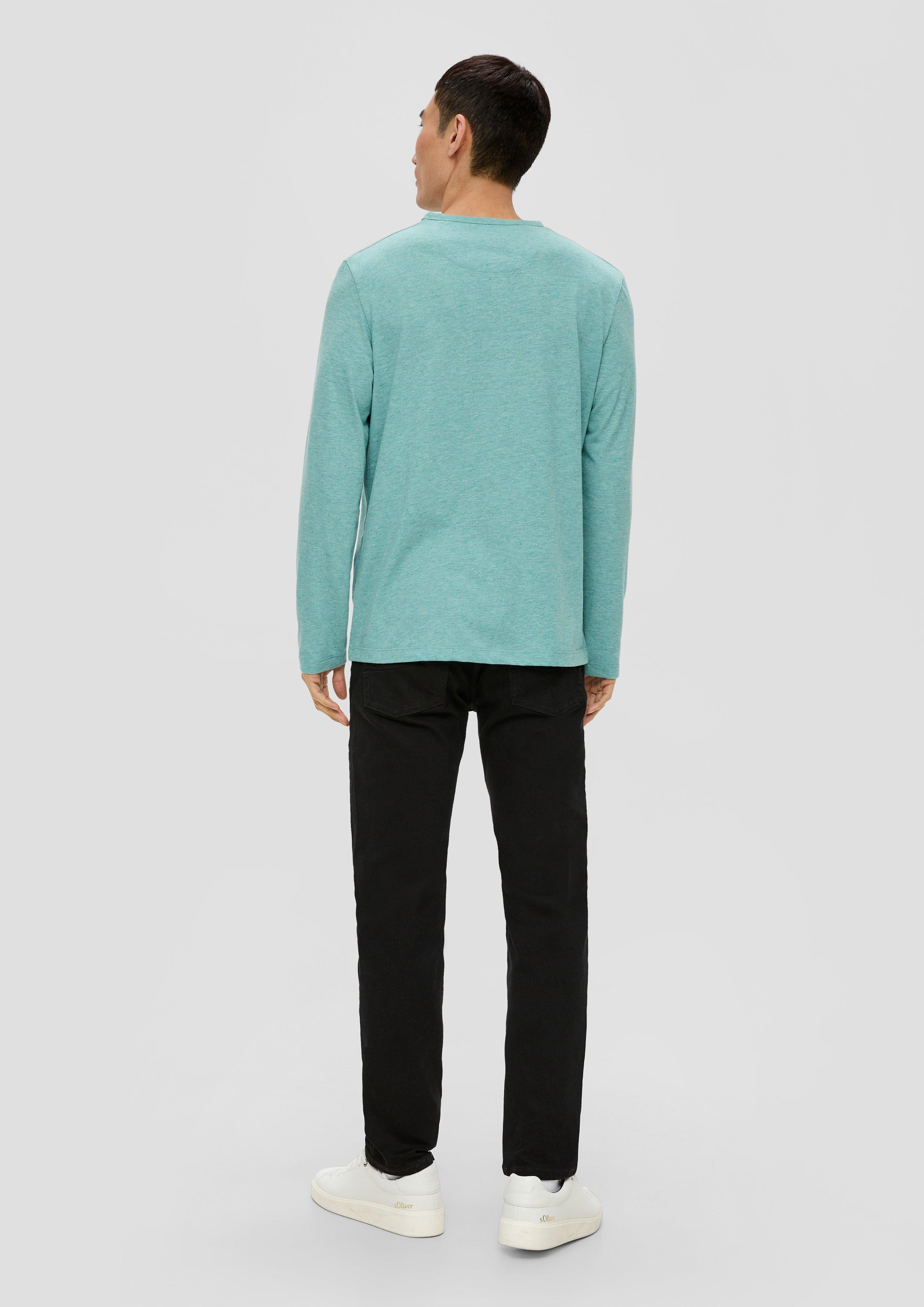 Meliertes Longsleeve mit Henleyausschnitt  2138648-65W2