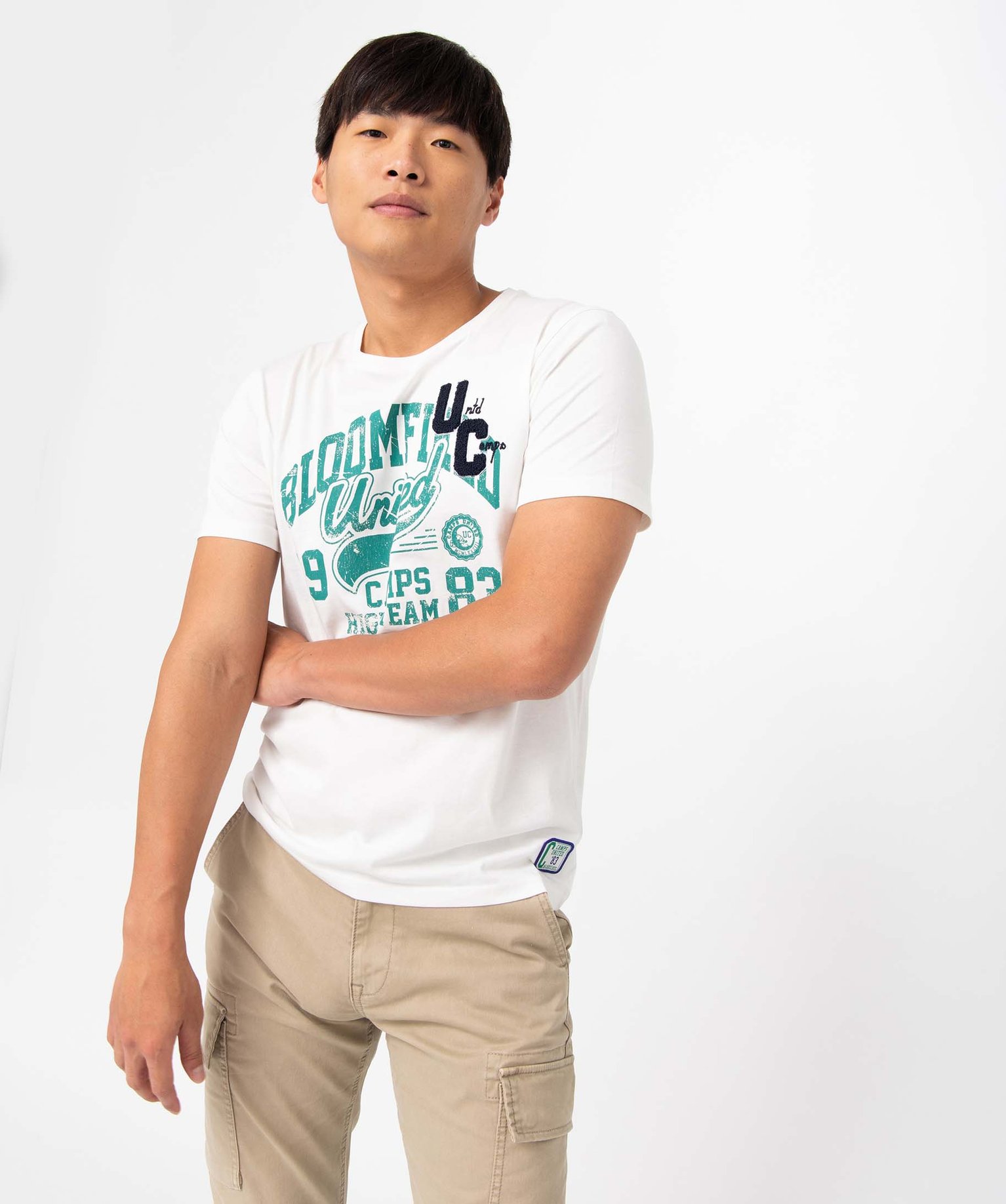 Tee-shirt homme à manches courtes avec inscription - Camps ... blanc | GEMO