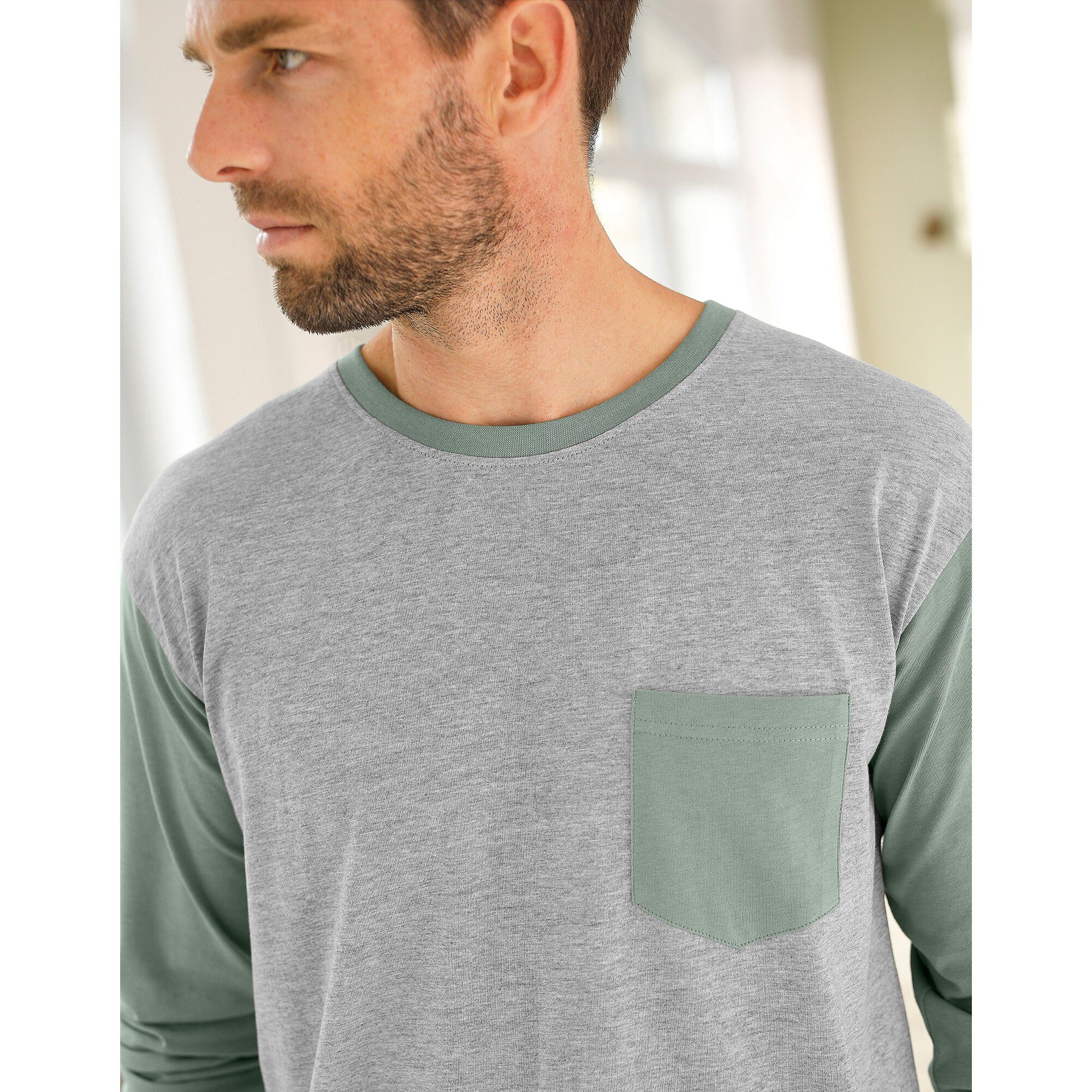 Tee-shirt pyjama bicolore manches longues